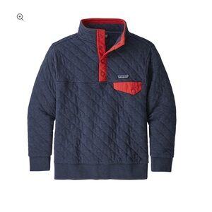 Patagonia Kids Organic Cotton Pullover Snap T Navy and Red, Size L